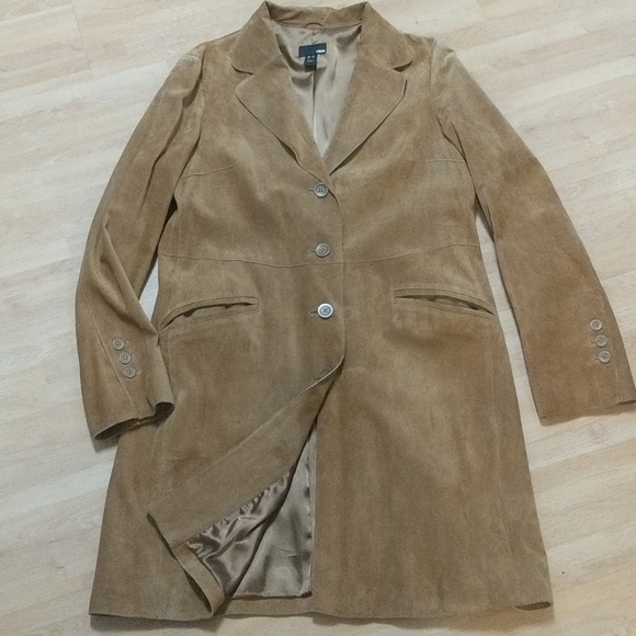 H & M 100 % suede coat in camel beige - Picture 8 of 11